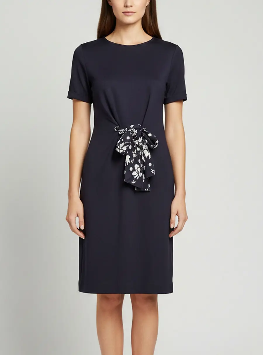 CH Carolina Herrera Navy Blue Jersey Short Sleeves Mini Dress M