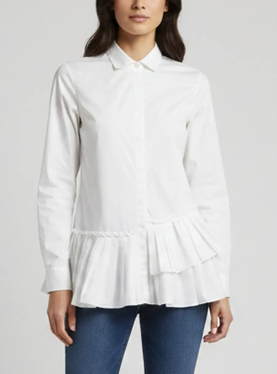 CH Carolina Herrera White Poplin Pleated Tunic Shirt S