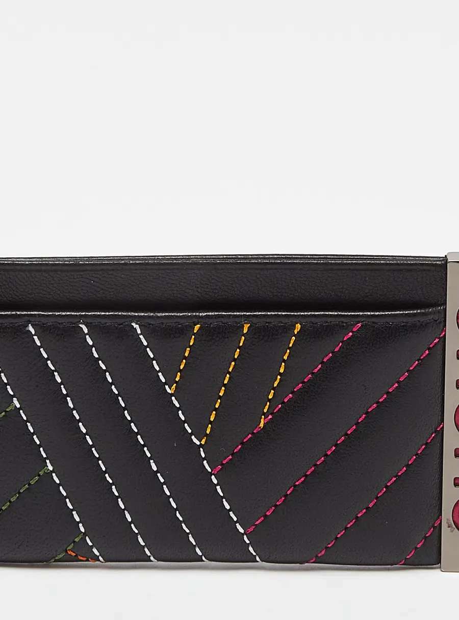 CH Carolina Herrera Black Quilted Leather Card Holder