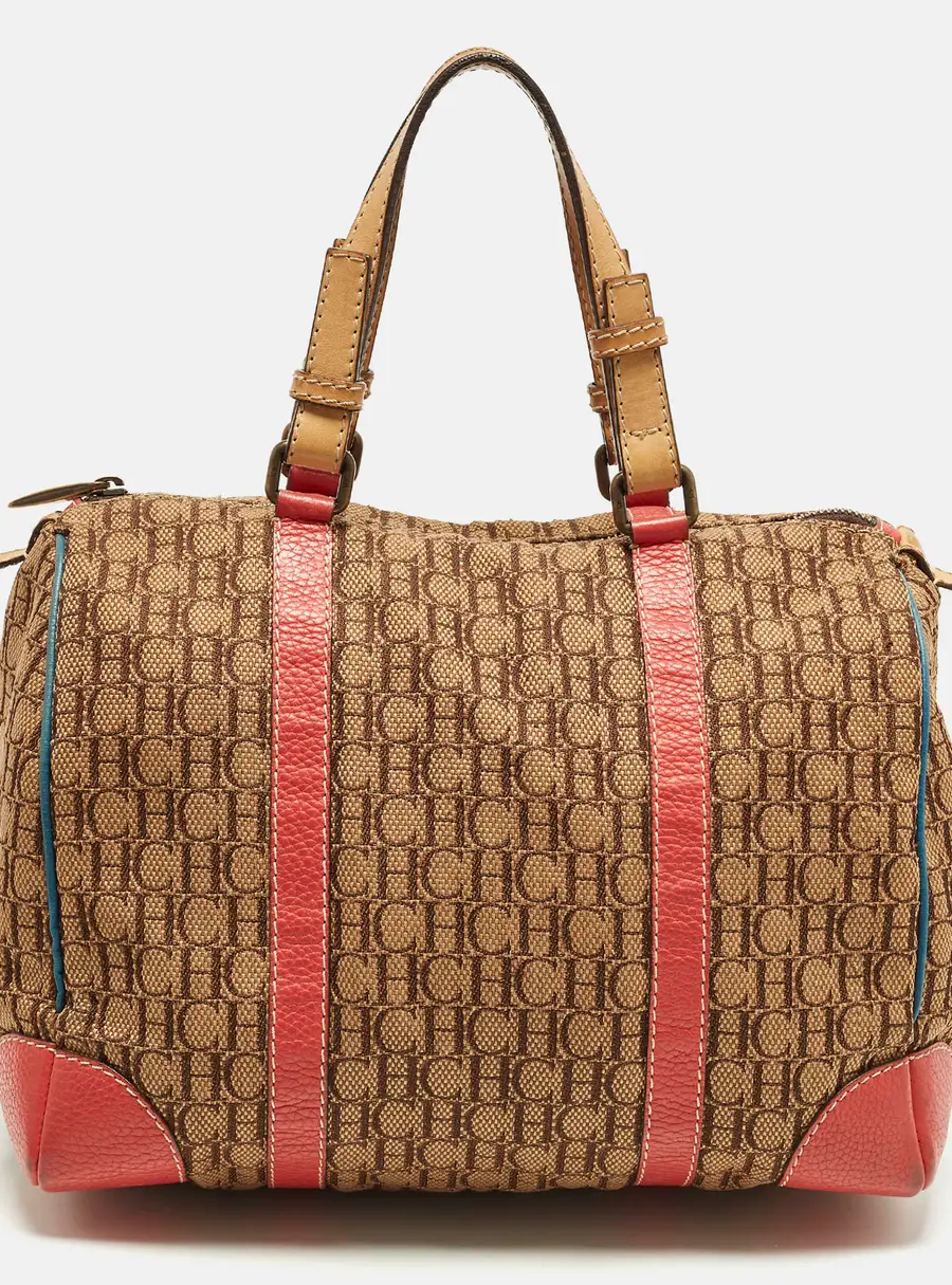 CH Carolina Herrera Andy Multicolor Monogram Canvas and Leather Satchel