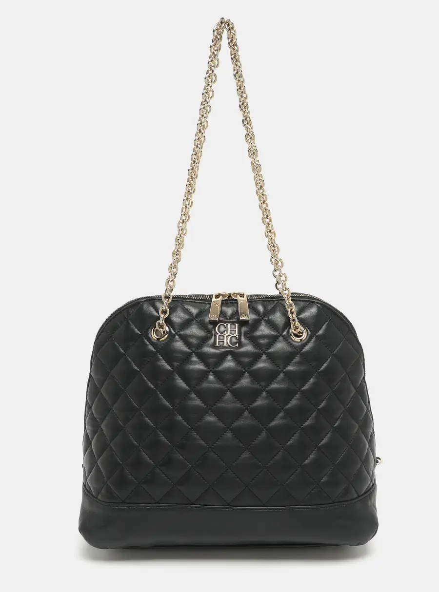 CH Carolina Herrera Black Quilted Leather Chain Satchel