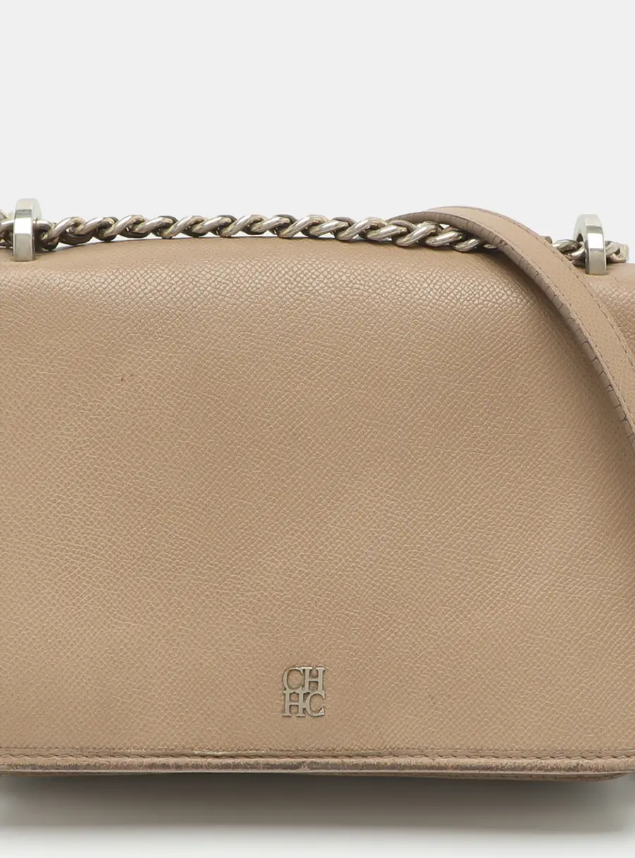 CH Carolina Herrera New Baltazar Beige Leather Crossbody Bag