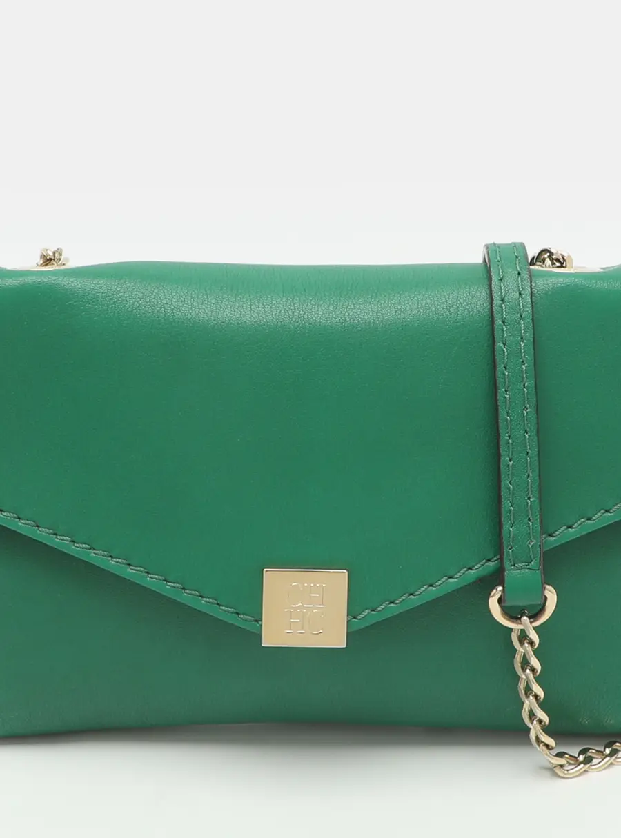 CH Carolina Herrera Green Leather Chain Crossbody Bag