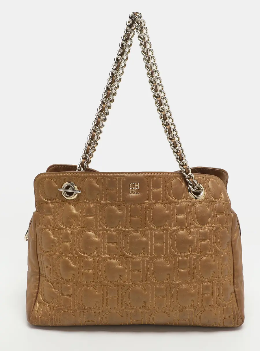 CH Carolina Herrera Gold Leather Tote