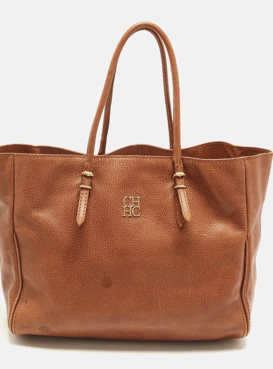 CH Carolina Herrera Brown Leather Shopper Tote