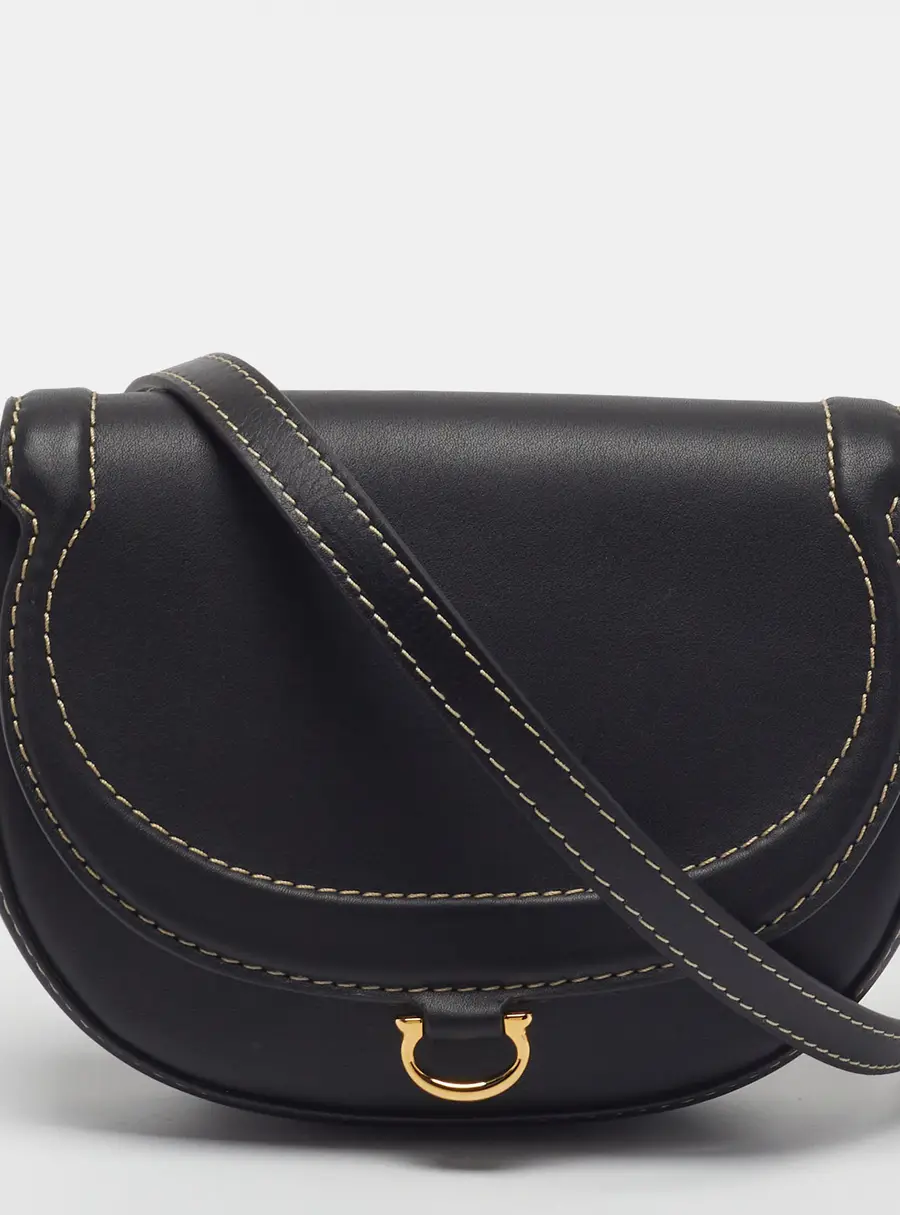 CH Carolina Herrera Insignia Charro Black Leather Crossbody Bag