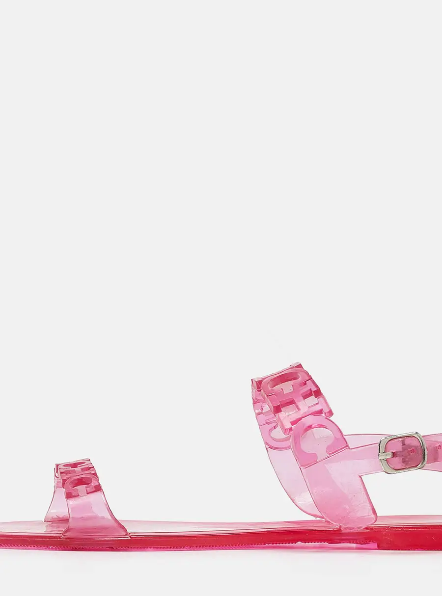 CH Carolina Herrera Pink Jelly Ankle Strap Flat Sandals Size 37