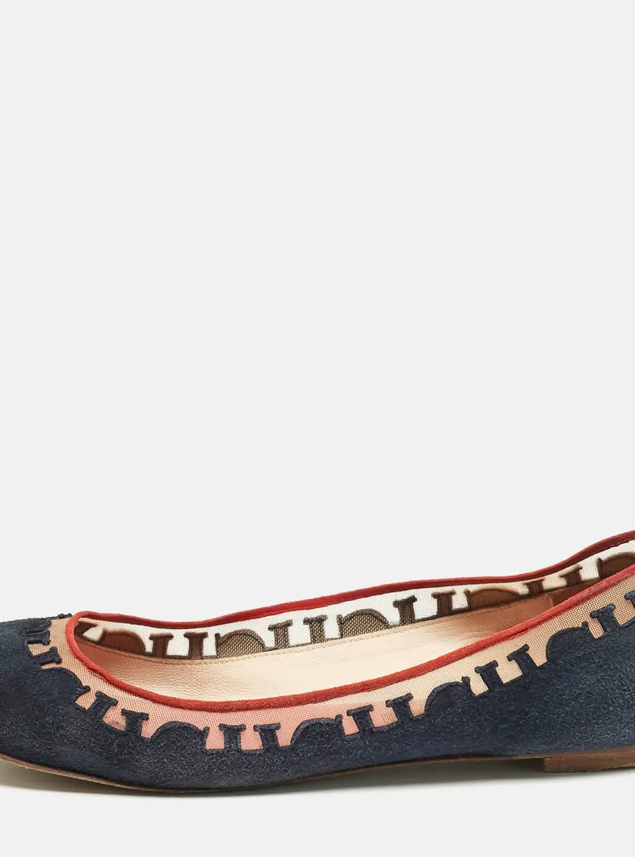 CH Carolina Herrera Navy Blue Suede Ballet Flats Size 39