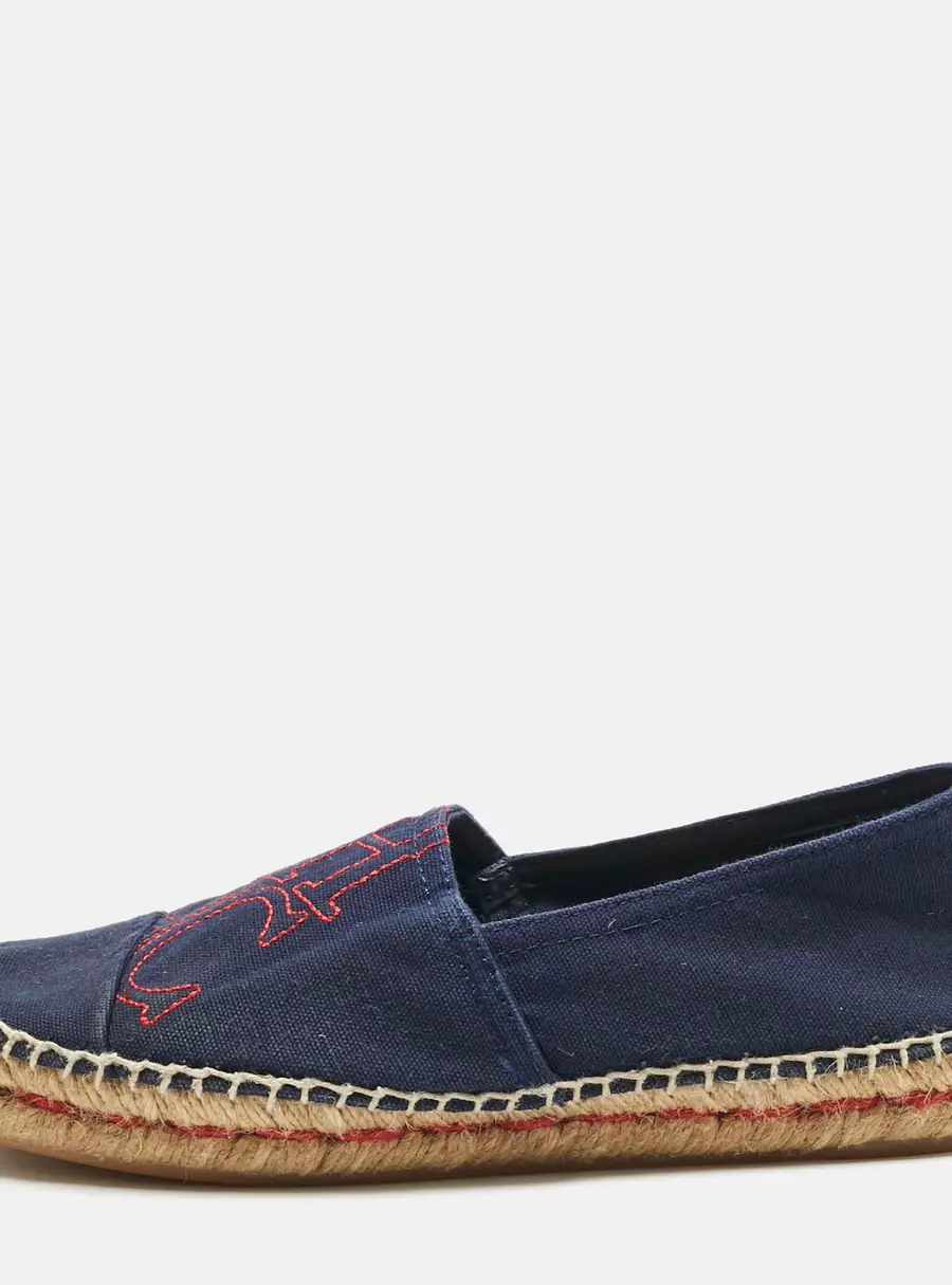 CH Carolina Herrera Navy Blue Canvas Espadrille Flats Size 37