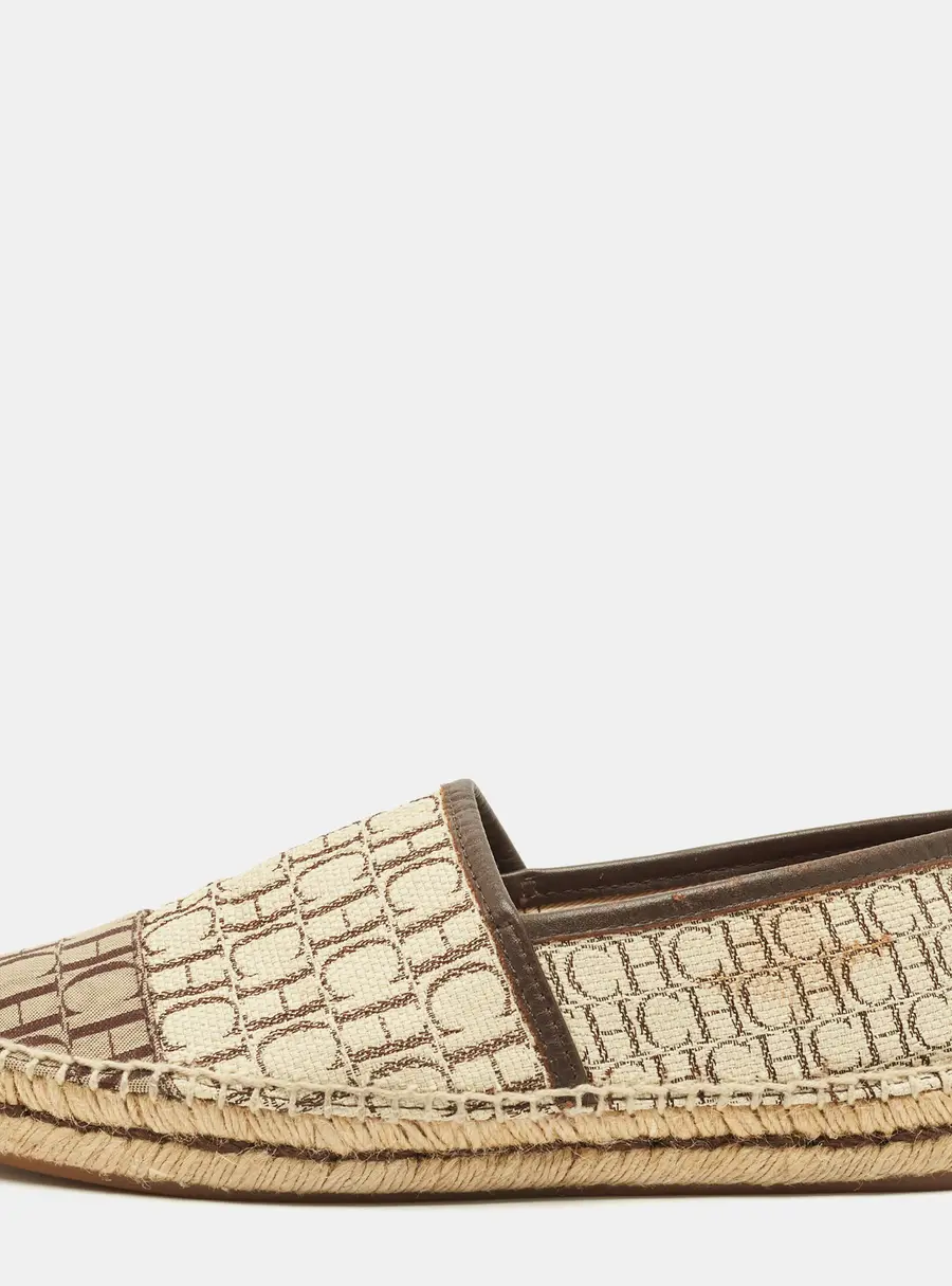 CH Carolina Herrera Size 38 Multicolor Monogram Canvas and Leather Espadrille Loafers