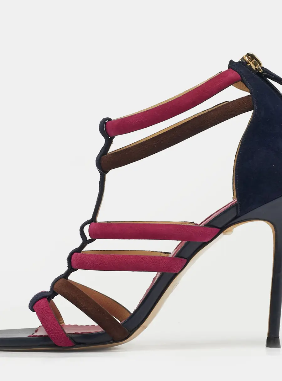 CH Carolina Herrera Size 38 Multicolor Suede Ankle Strap Sandals
