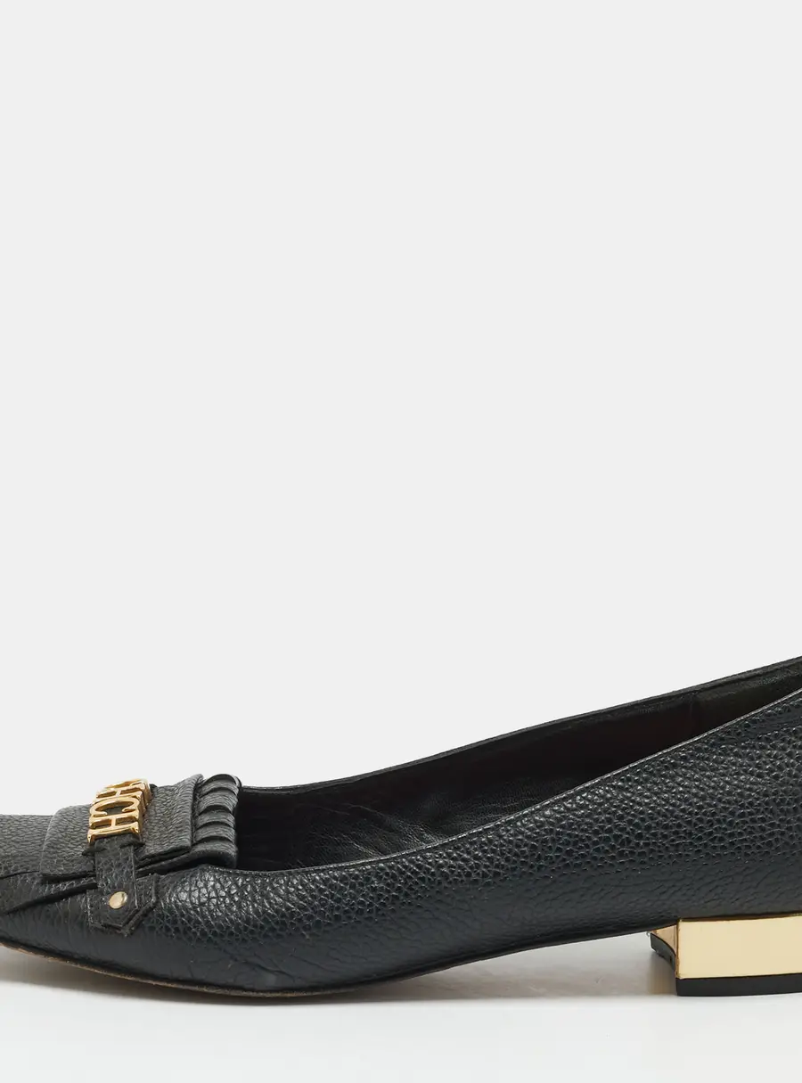 CH Carolina Herrera Size 40 Black Leather Fringe Ballet Flats