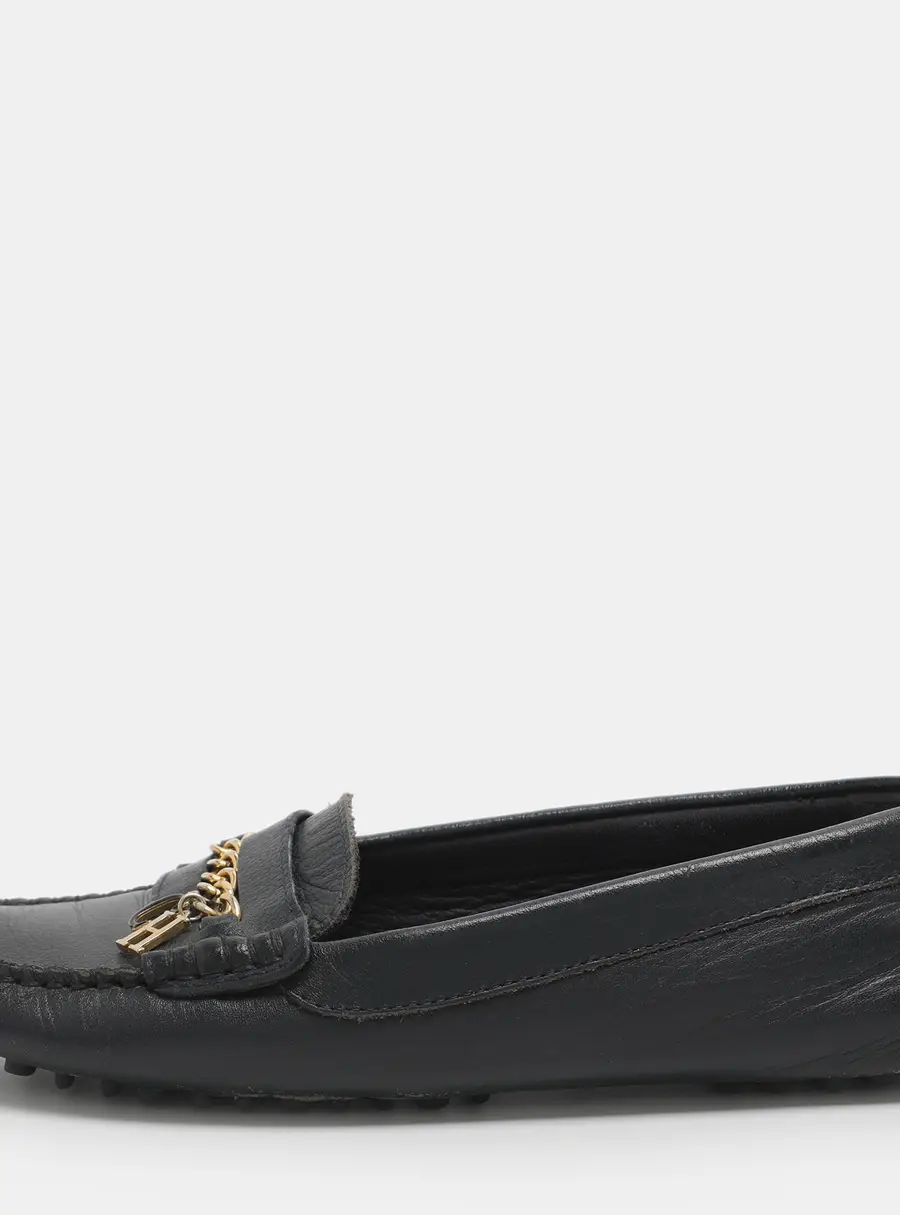 CH Carolina Herrera CH Logo Size 38 Navy Blue Leather Loafers