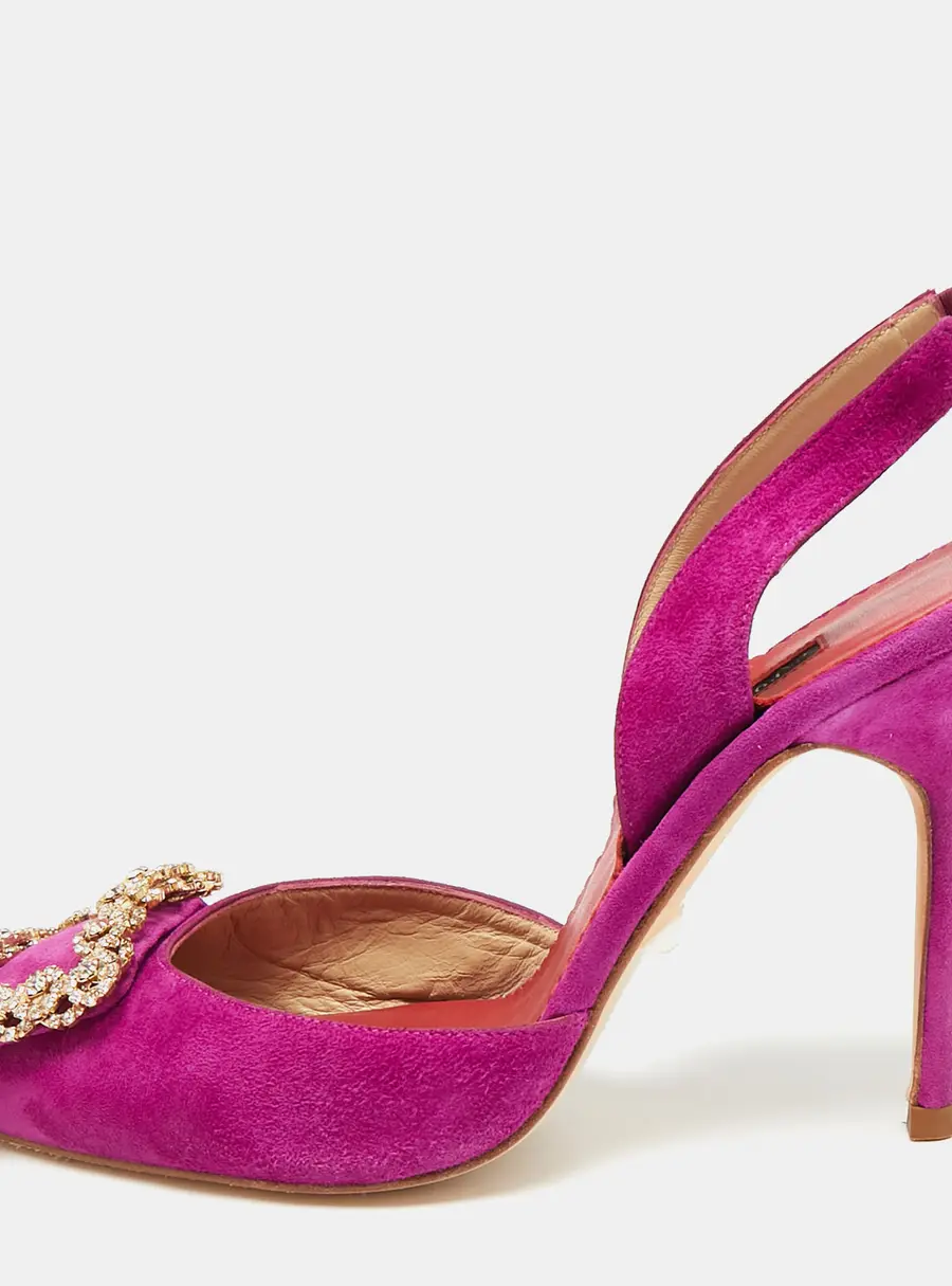 CH Carolina Herrera Size 37 Purple Suede Slingback Pumps