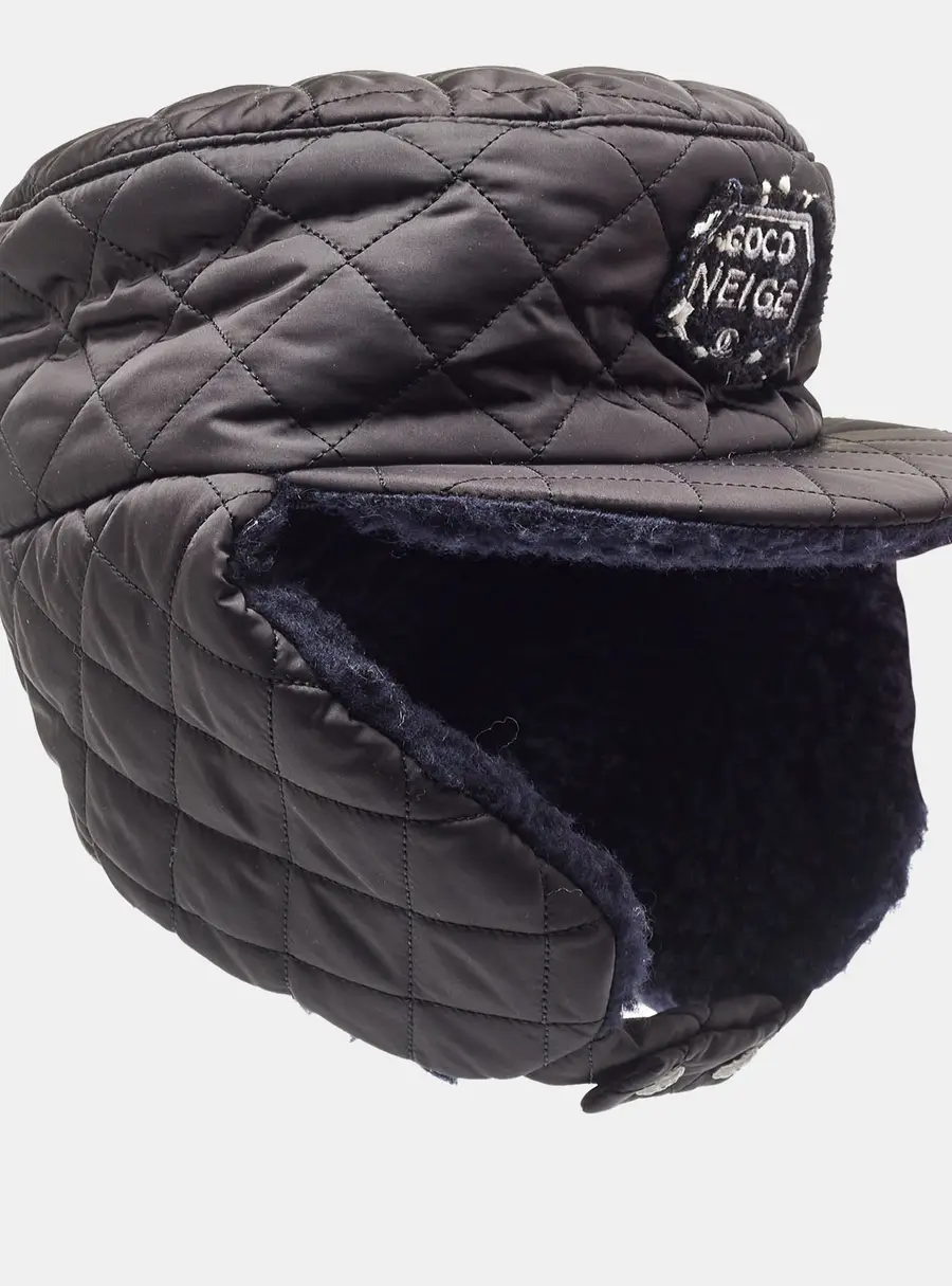 Chanel Black Quilted Coco Neige Trapper Hat M