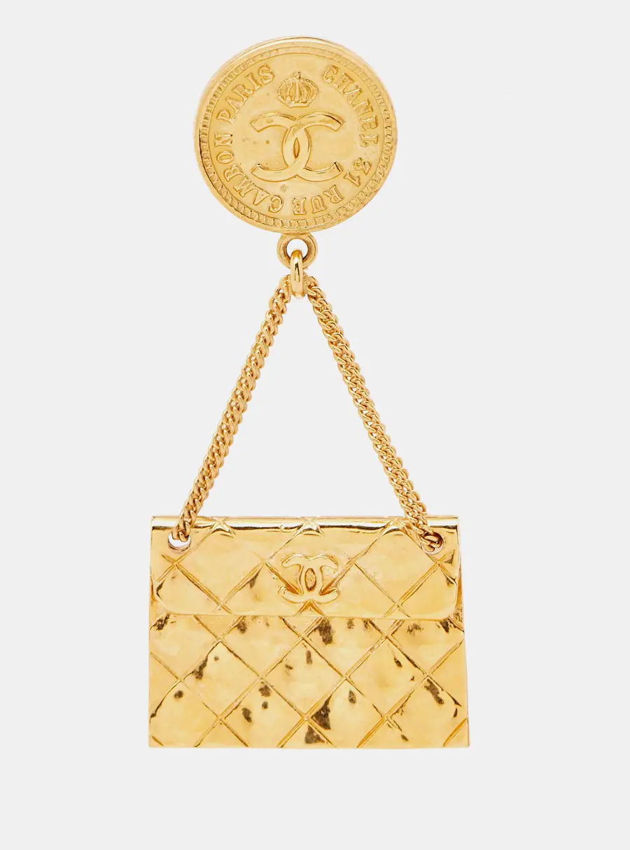 Chanel Rue Cambon Bag Charm Gold Tone Brooch