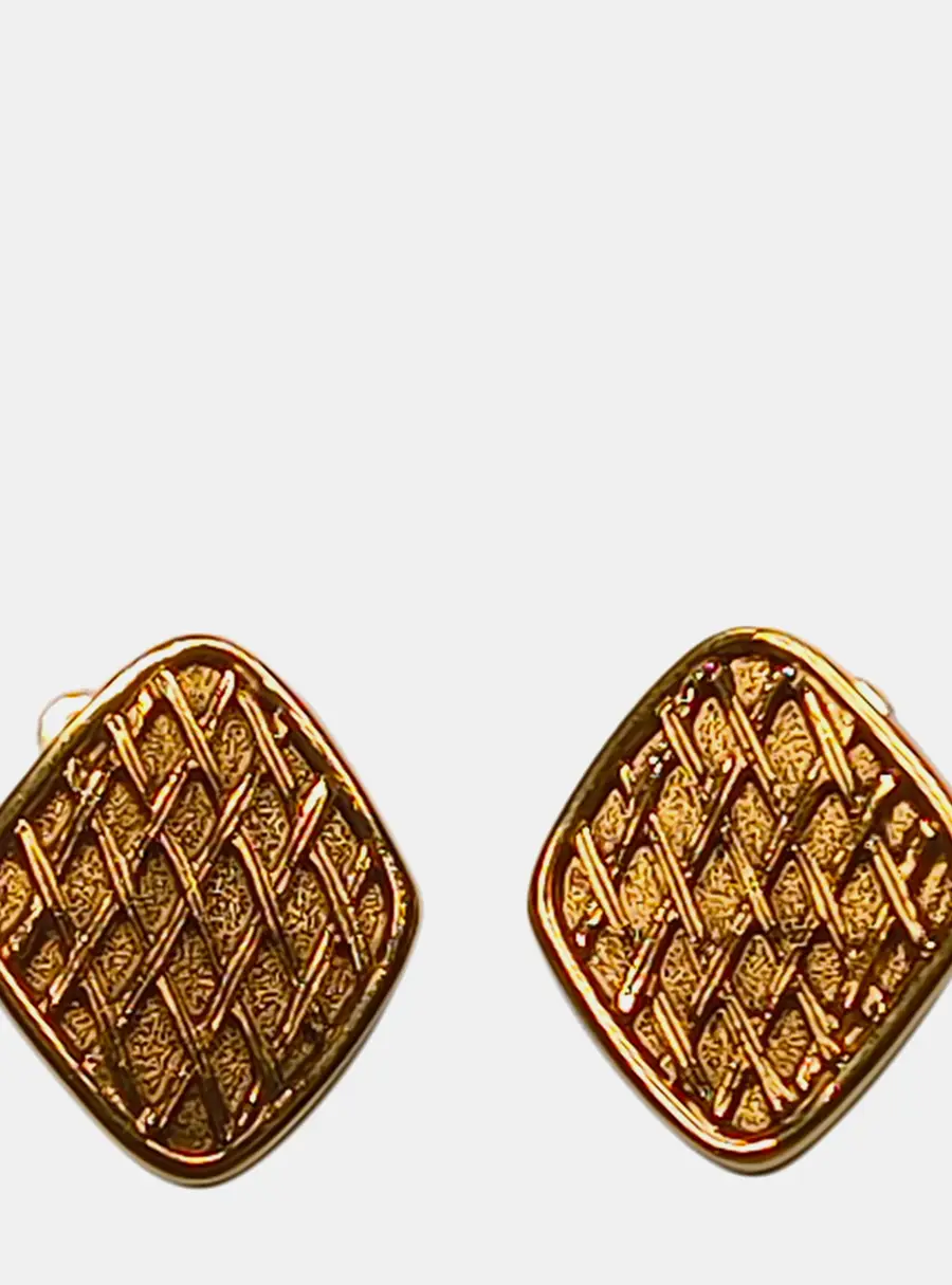 Chanel Vintage Matelasse Gold Clip-on Earrings