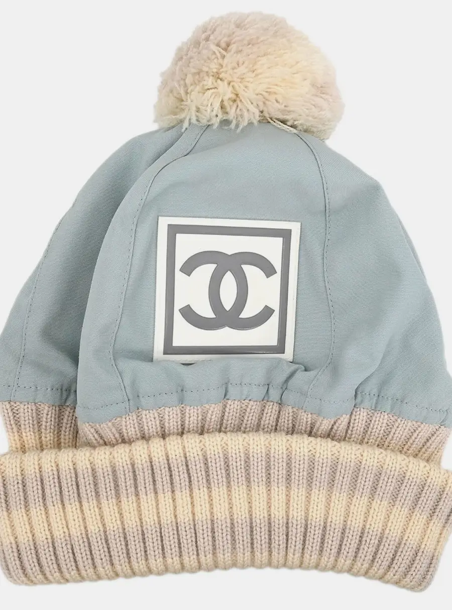 Chanel Sport Line Light Blue Polyamide Cotton Women's Beanie Hat