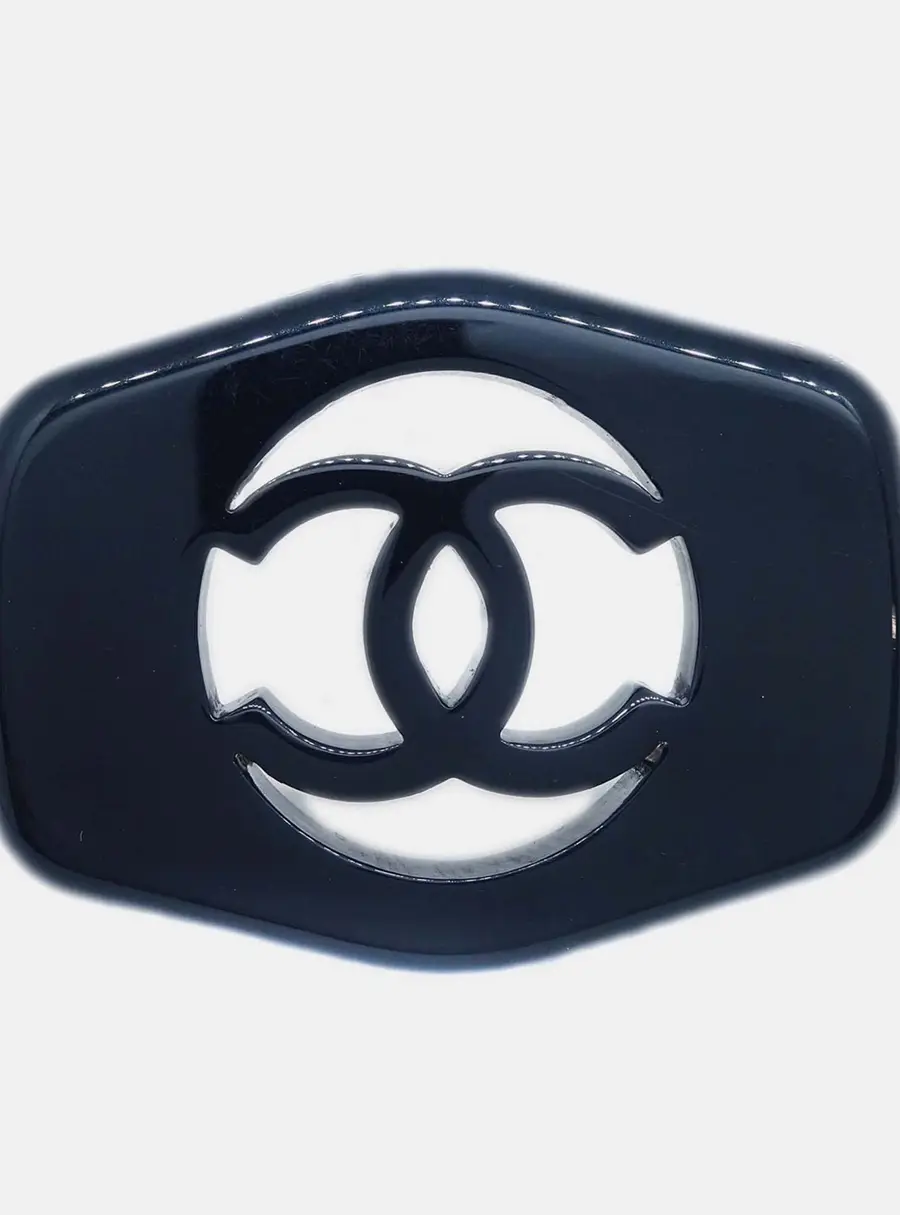 Chanel 1997 Cut -Out CC Acrylic Brooch Black