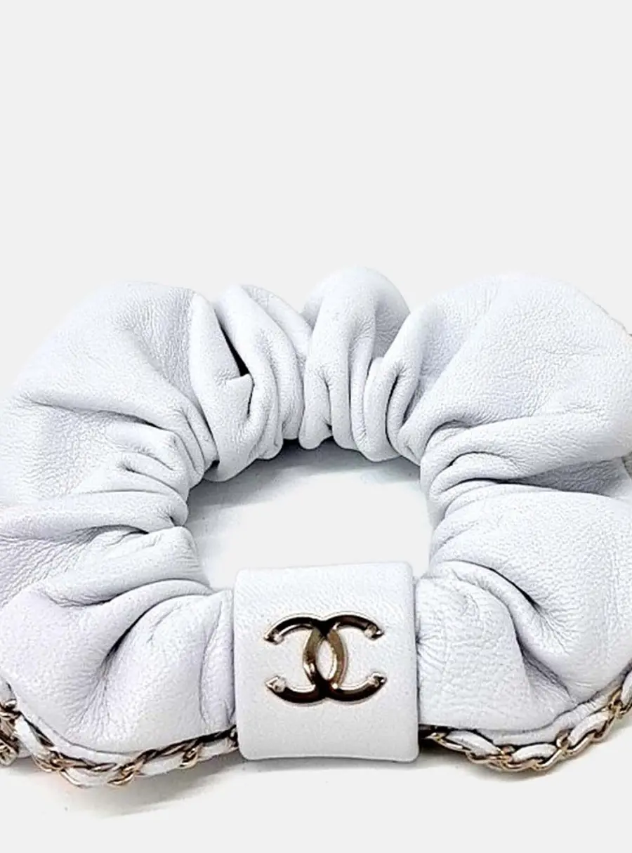 Chanel White hair scrunchie