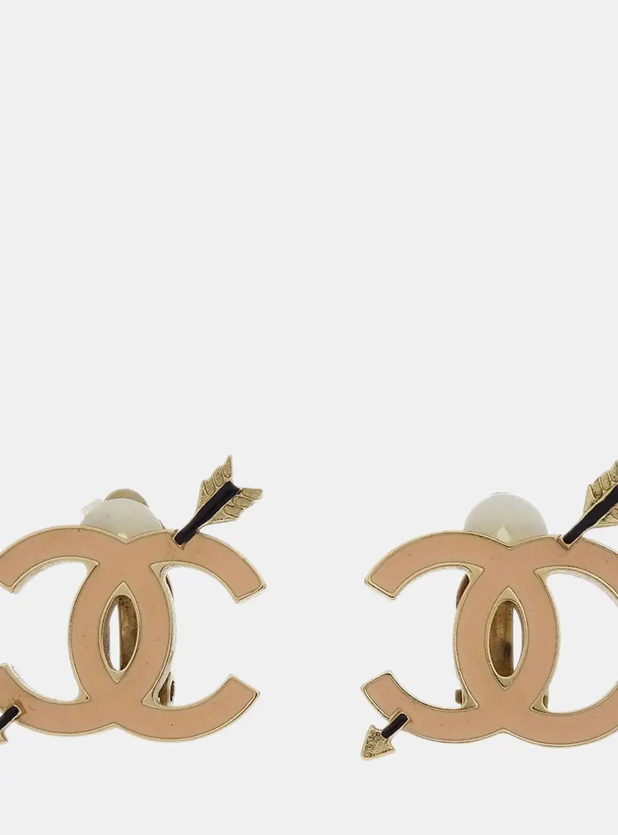 Chanel Gold CC And Arrow Earrings Clip-On