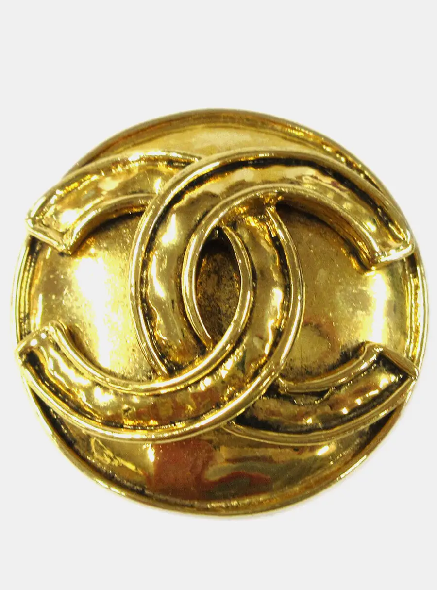 Chanel Vintage 94P CC Medallion Gold Plated Women's Brooch Pin