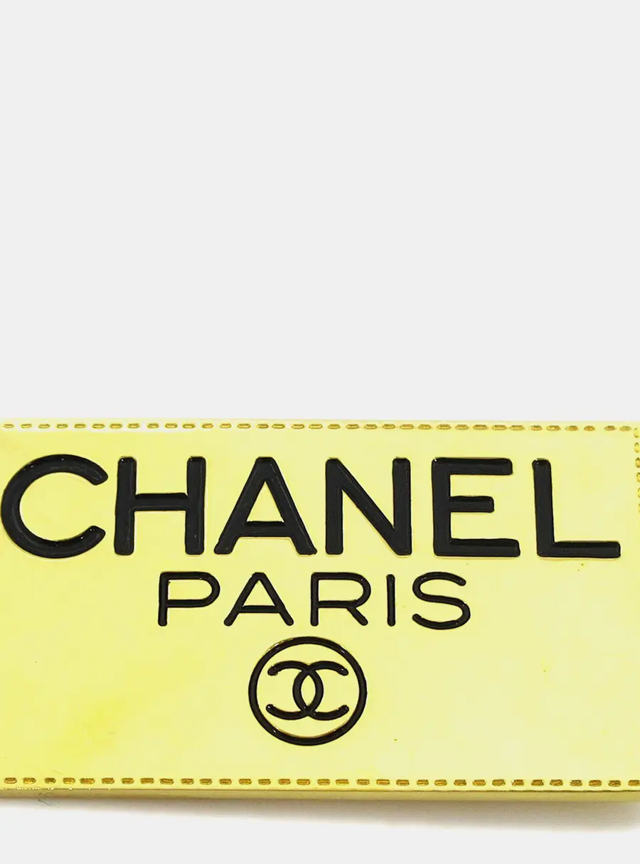 Chanel Vintage Logo Plate Gold Plated Women's Brooch