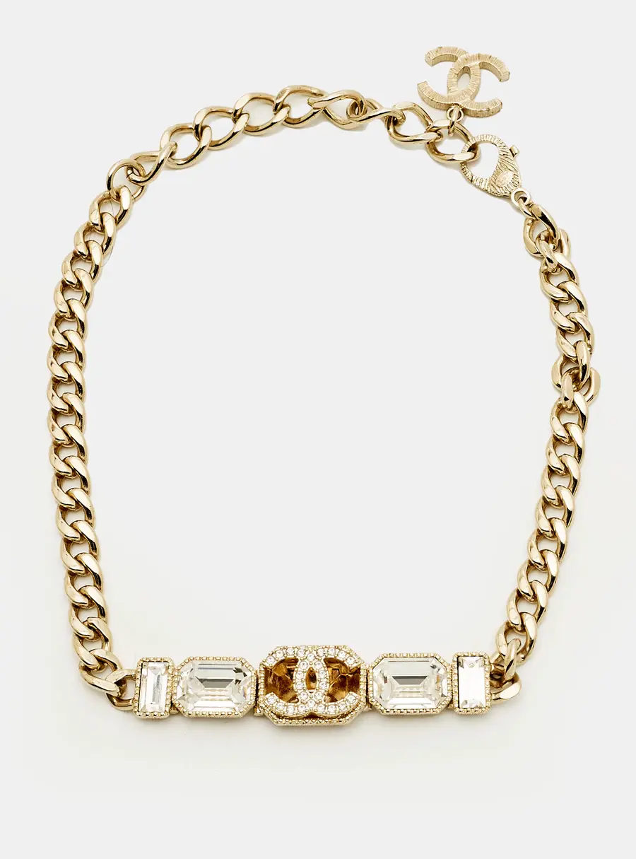 Chanel CC Crystals Gold Tone Necklace