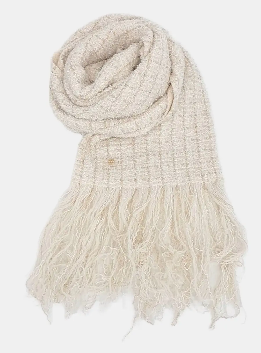 Chanel White tweed muffler