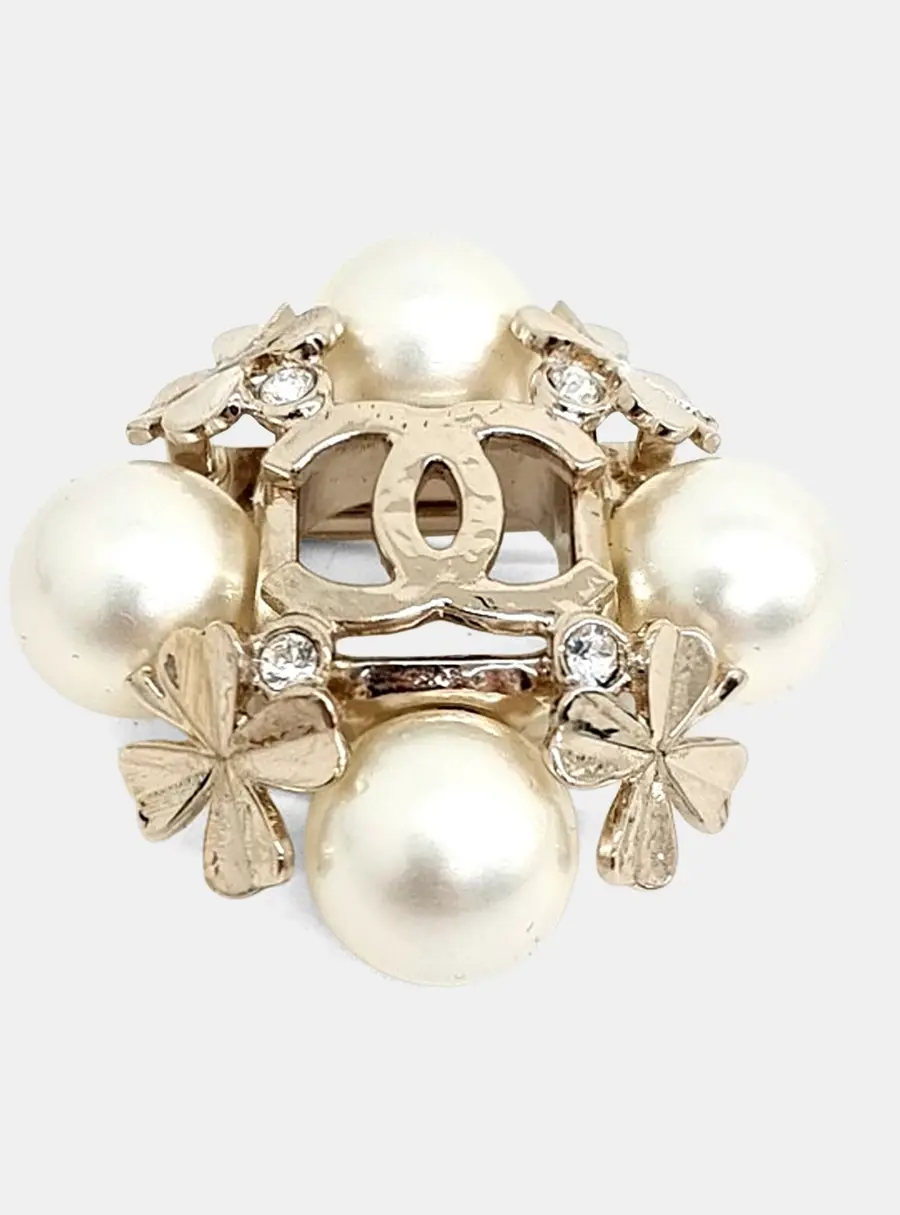 Chanel Gold Pearl Brooch