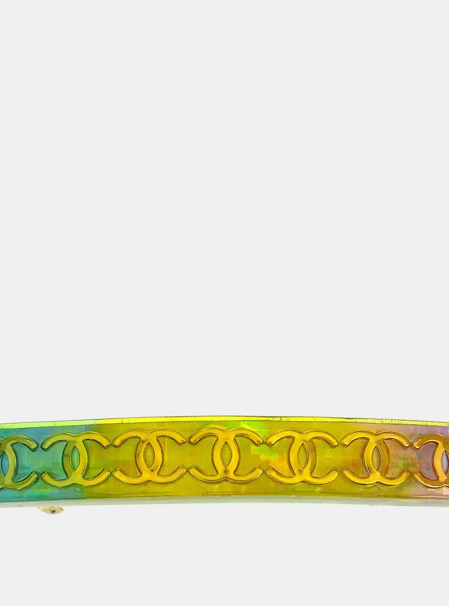 Chanel Hair Clip Barrette Yellow Gold Acrylic