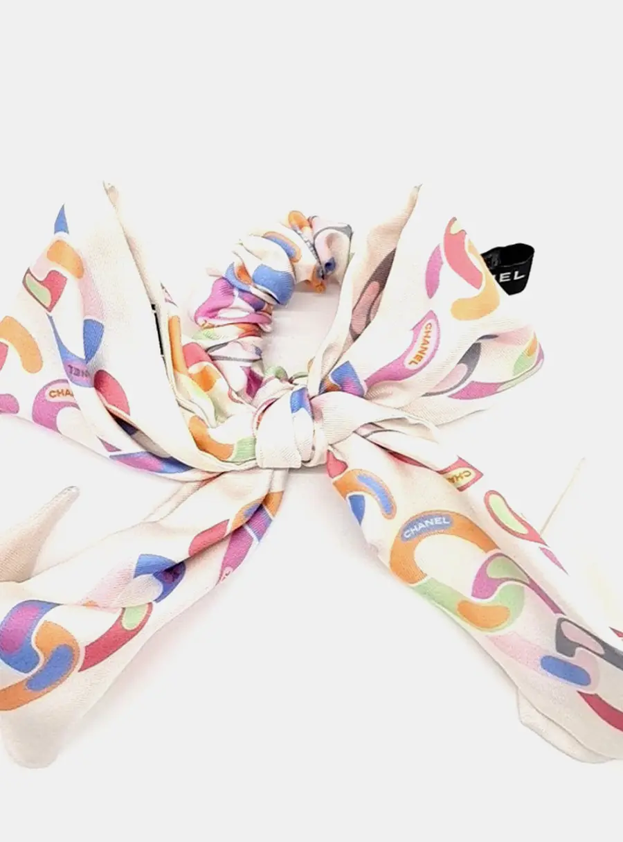 Chanel silk multicolor hair scrunchie