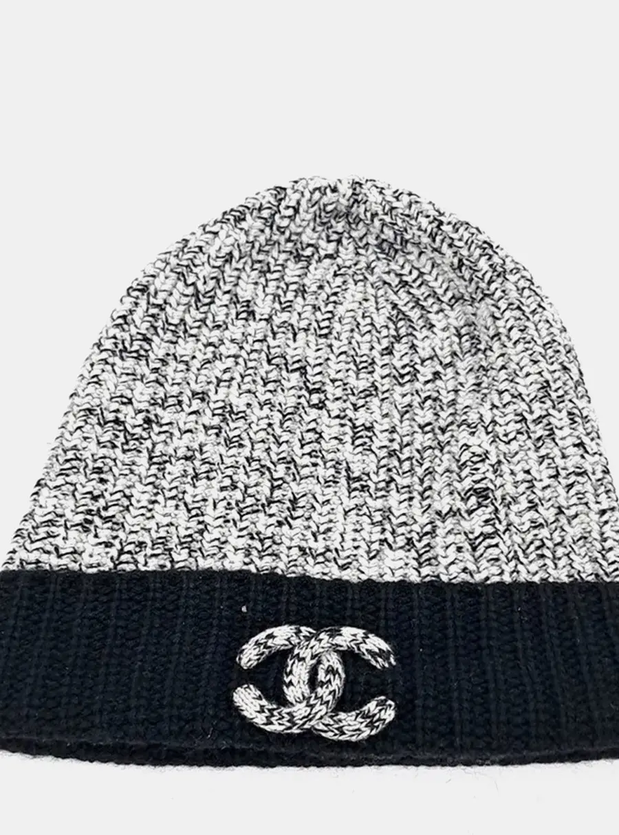 Chanel Black/White Cashmere Beanie