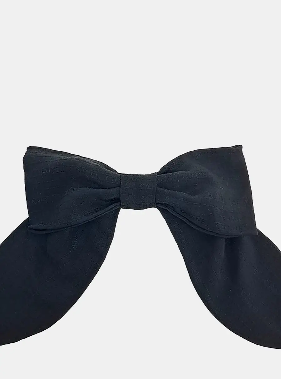 Chanel Black Silk Ribbon Hairpin