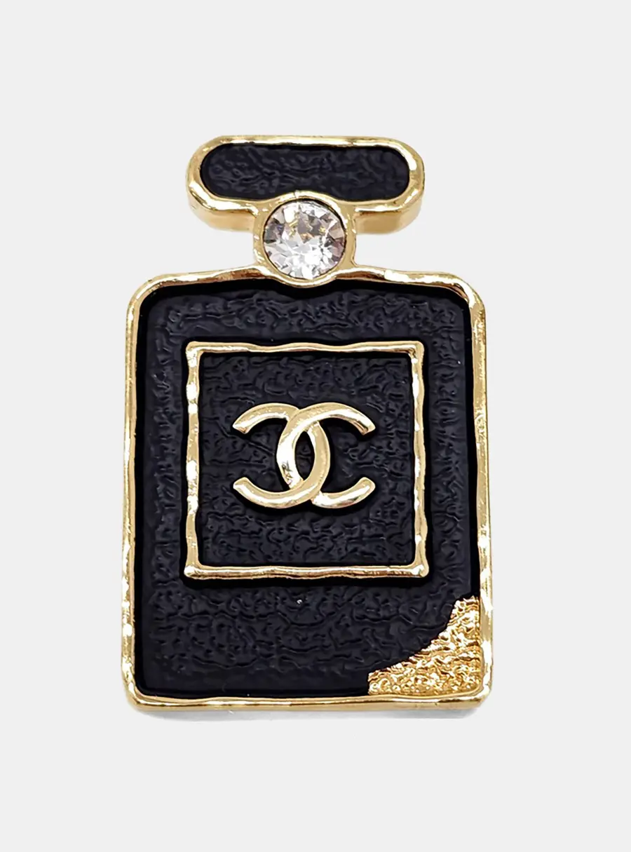 Chanel Black Gold Plated Brooch
