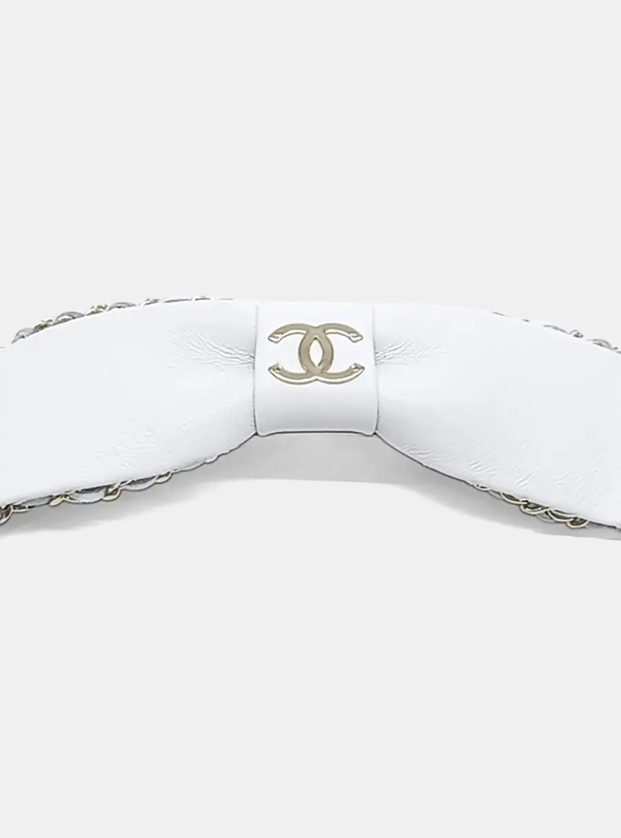 Chanel Leather White Hairpin