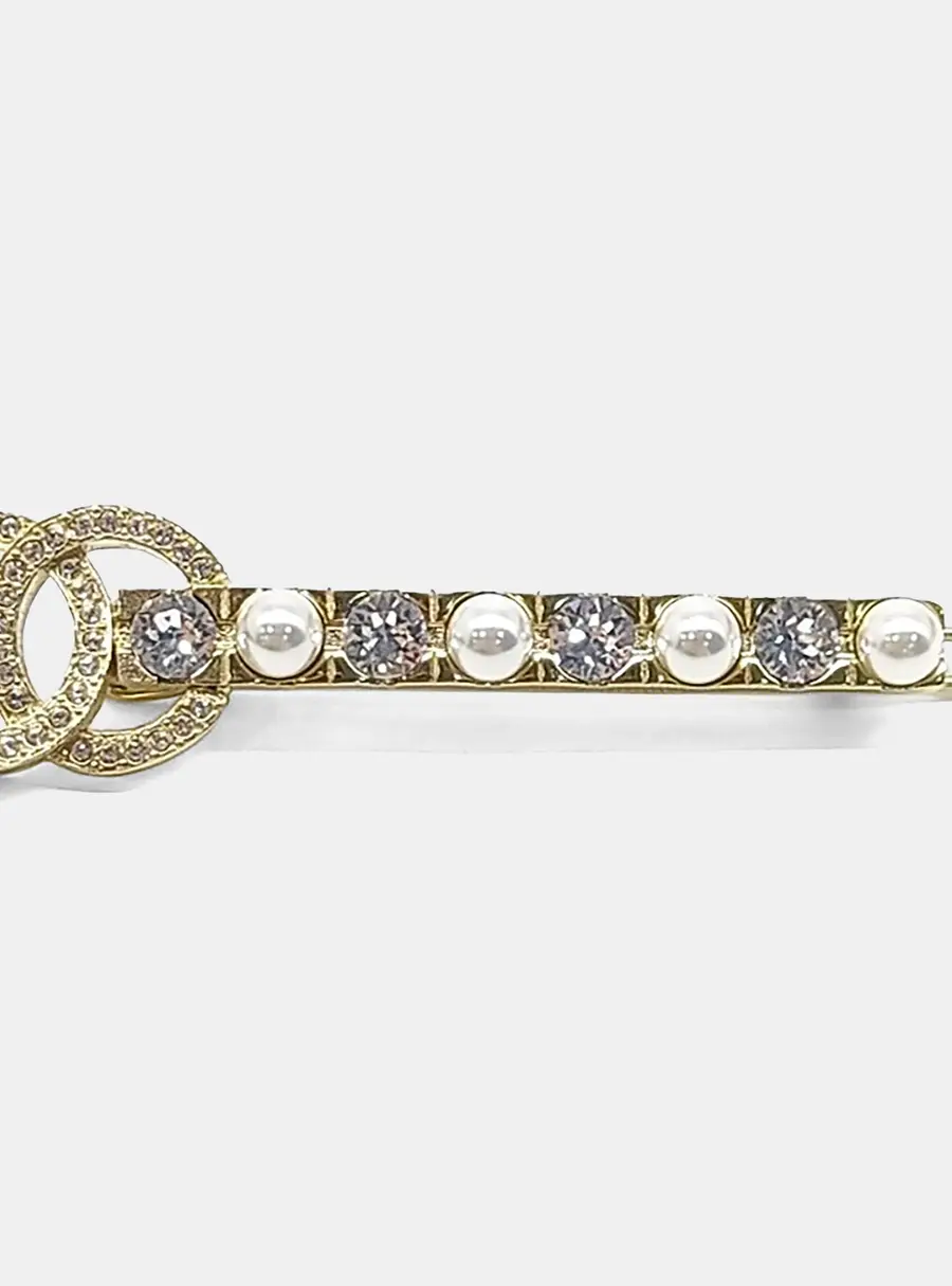 Chanel Gold Tone Faux Pearl hairpin