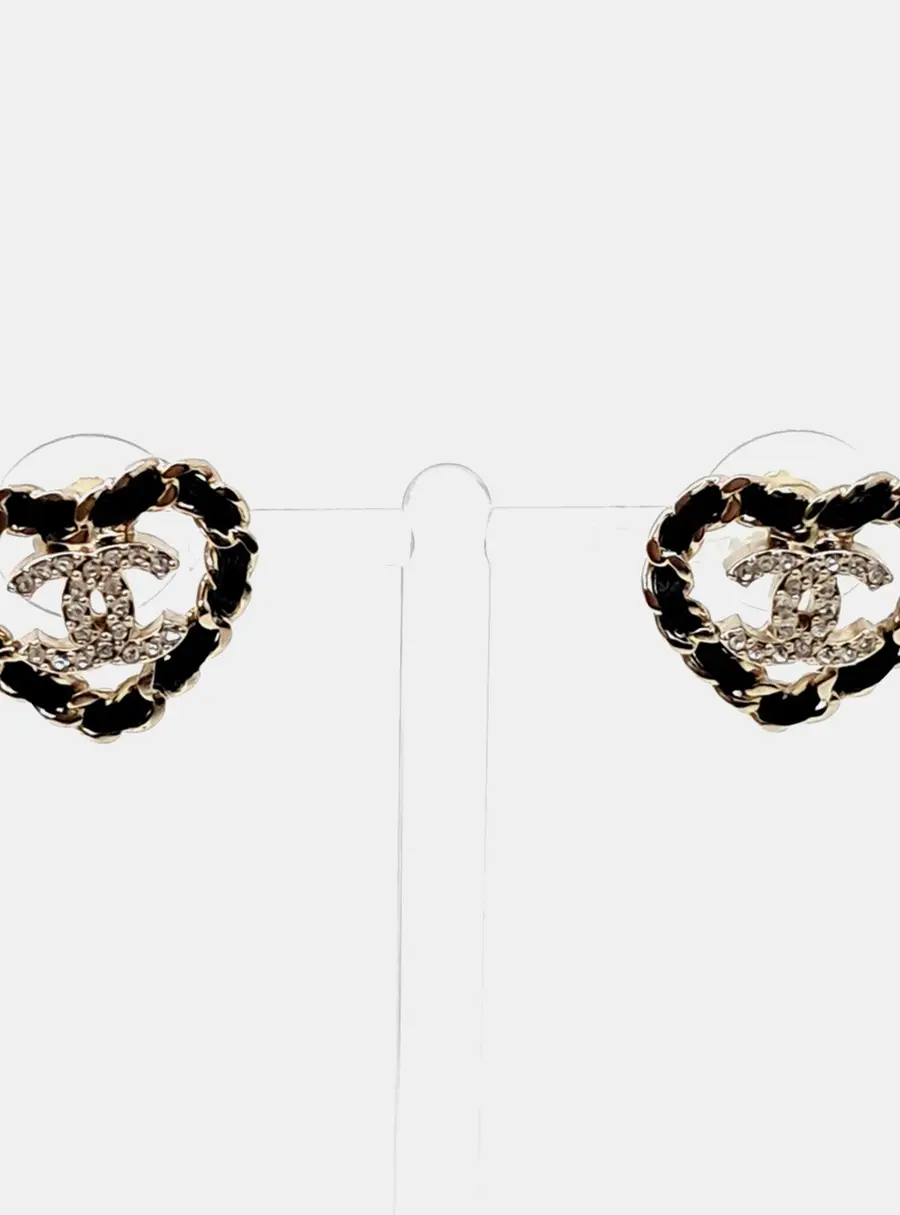 Chanel Gold Tone Heart Earrings