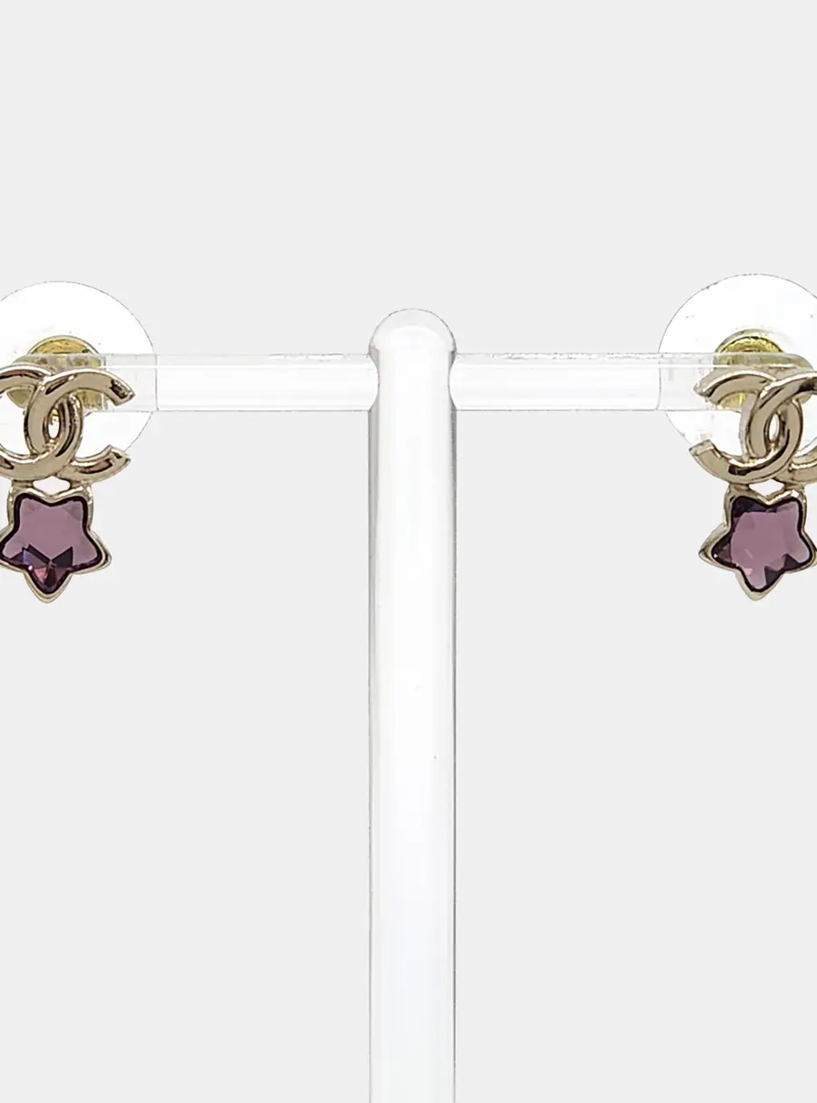 Chanel CC Star Gold Earrings