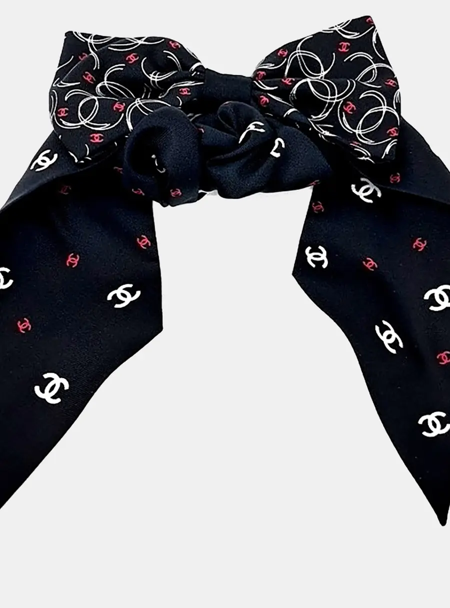 Chanel Black Bow Hilk Hair Scrunchie