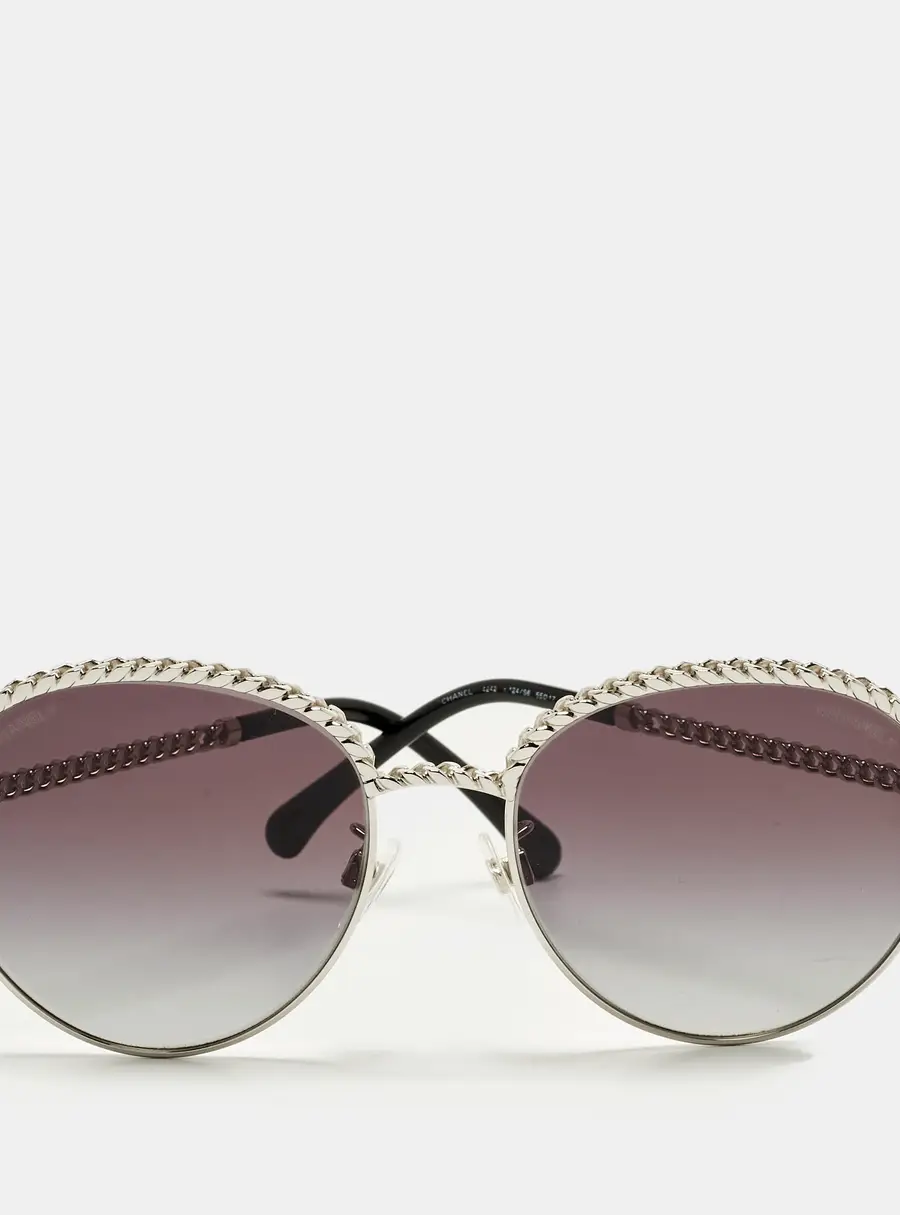 Chanel Black/Silver Tone Gradient 4242 Pantos Aviator Sunglasses