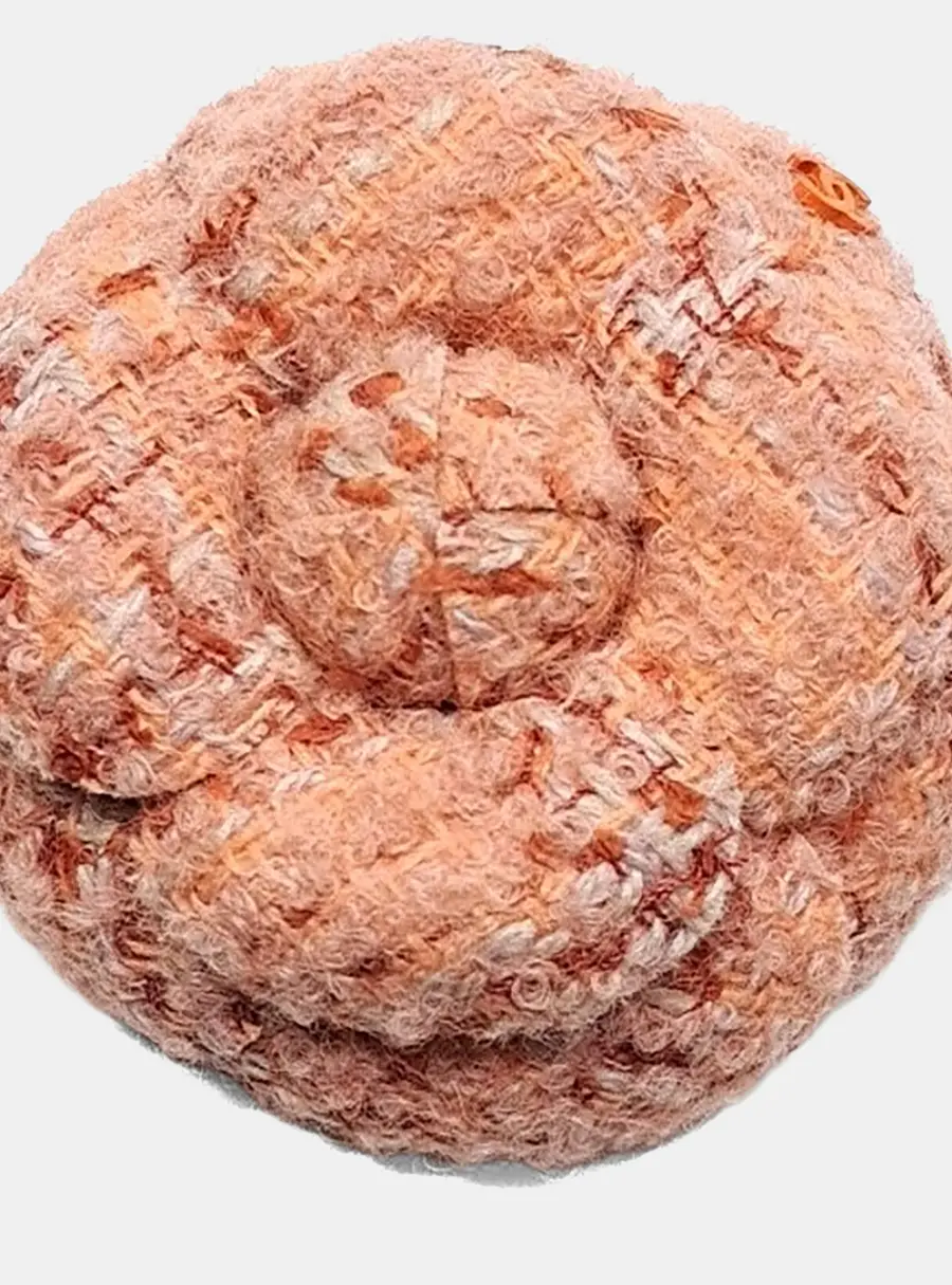 Chanel Tweed Camellia Brooch