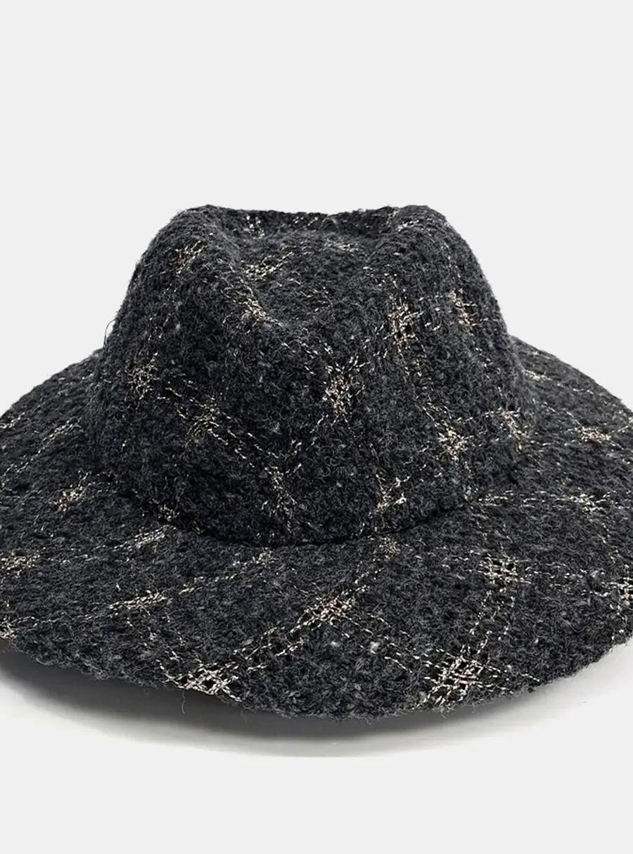 Chanel Grey Tweed Fedora
