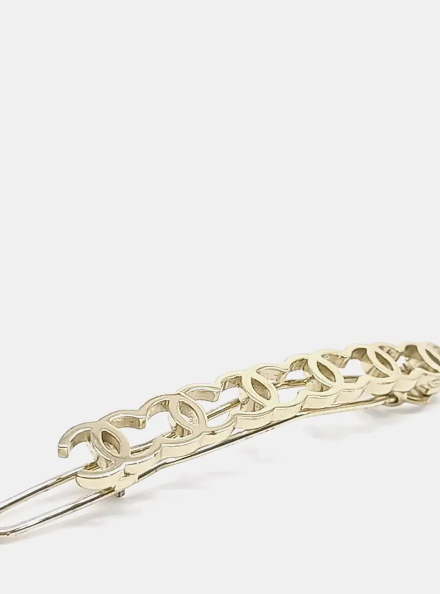 Chanel CC Barrette Gold Tone Hairpin