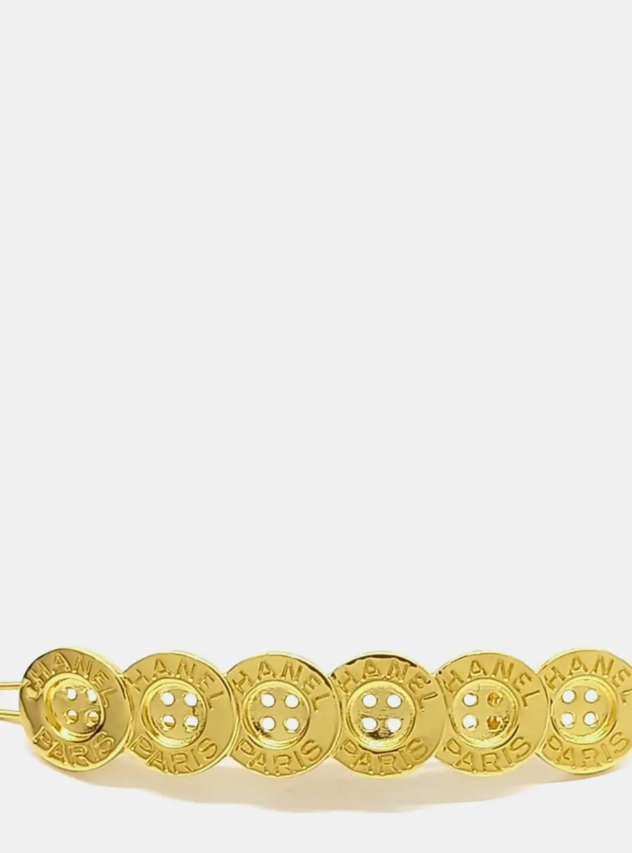 Chanel Button Paris CC Gold Tone Hairpin