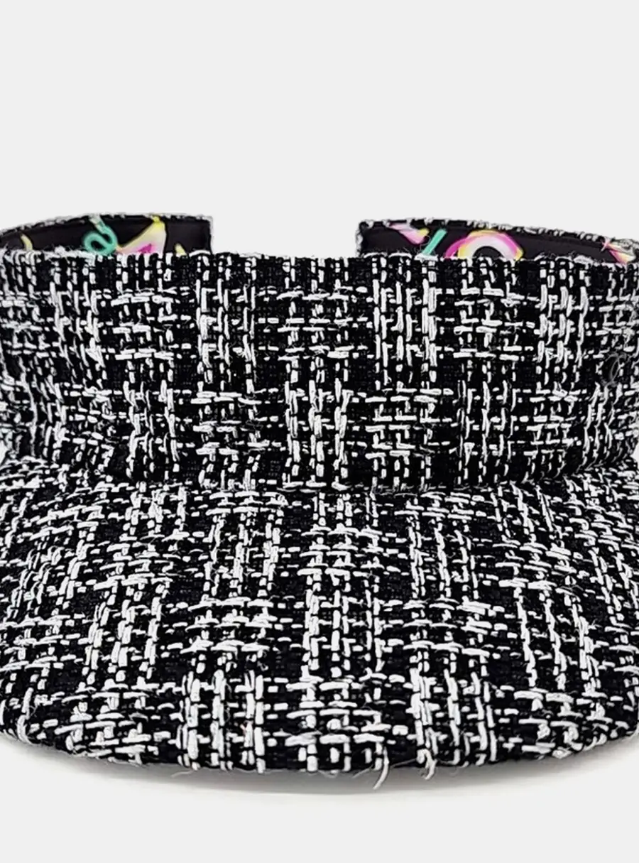 Chanel Black Multicolour Tweed Sun Visor