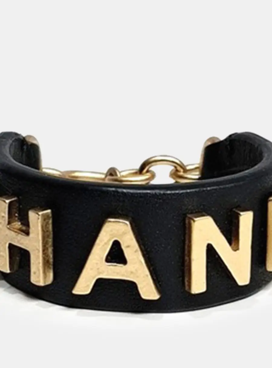 Chanel Leather logo bracelet