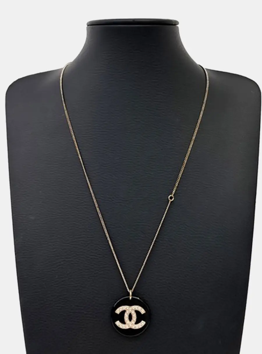 Chanel Gold Resin Logo Necklace