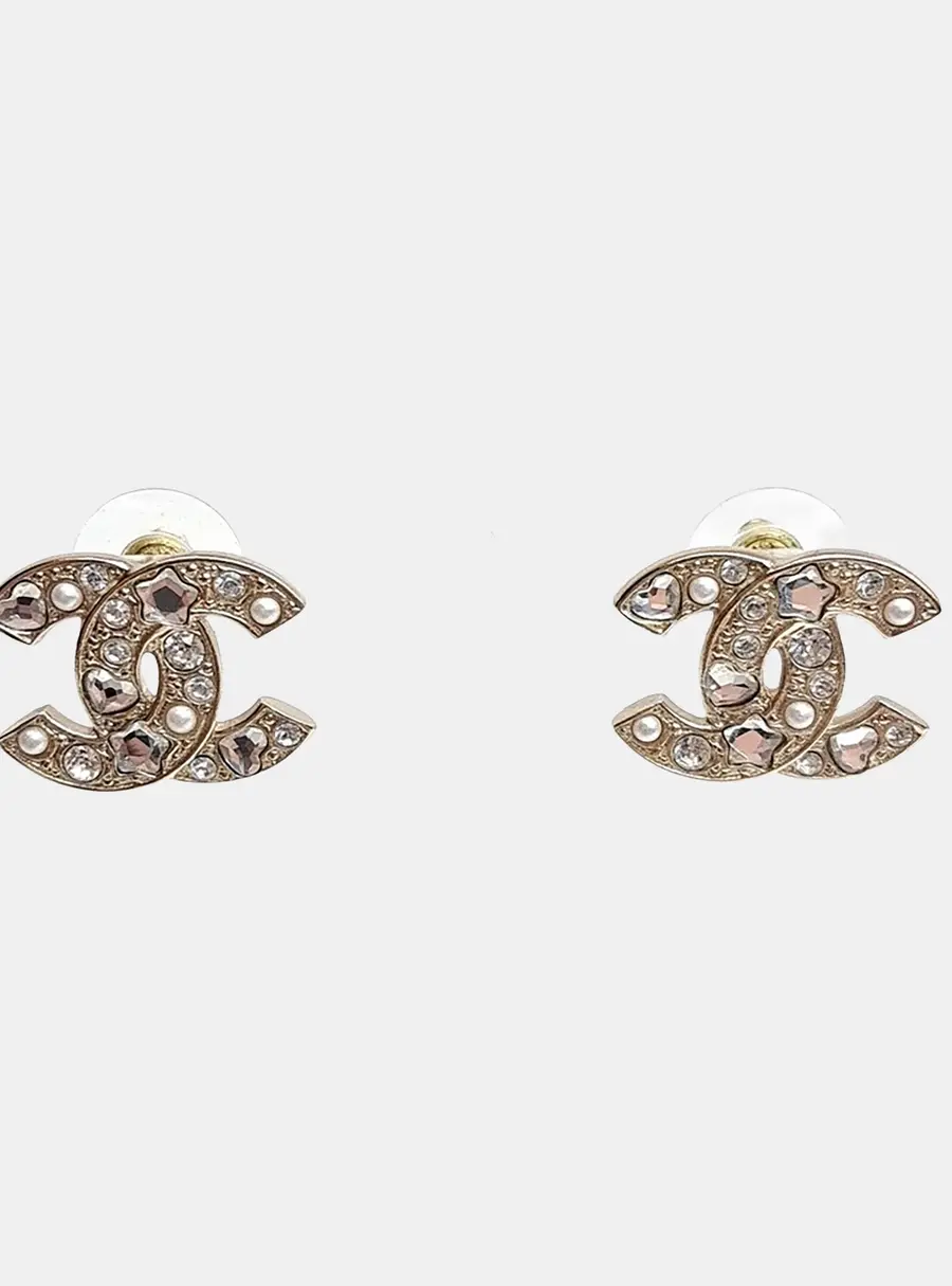 Chanel metal logo earrings