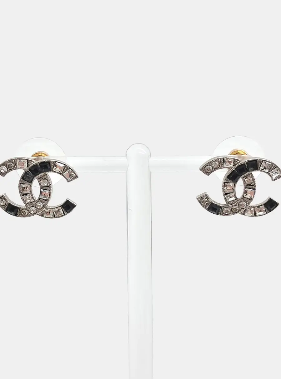 Chanel metal logo earrings